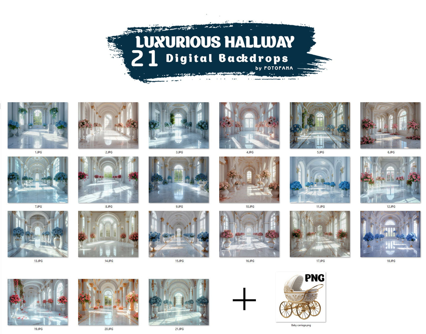 LUXURIOS HALLWAY Digital Backdrops Floral Maternity Backdrop Digital Studio Backdrop for Photoshop Overlays Art Floral Backdrops Newborn