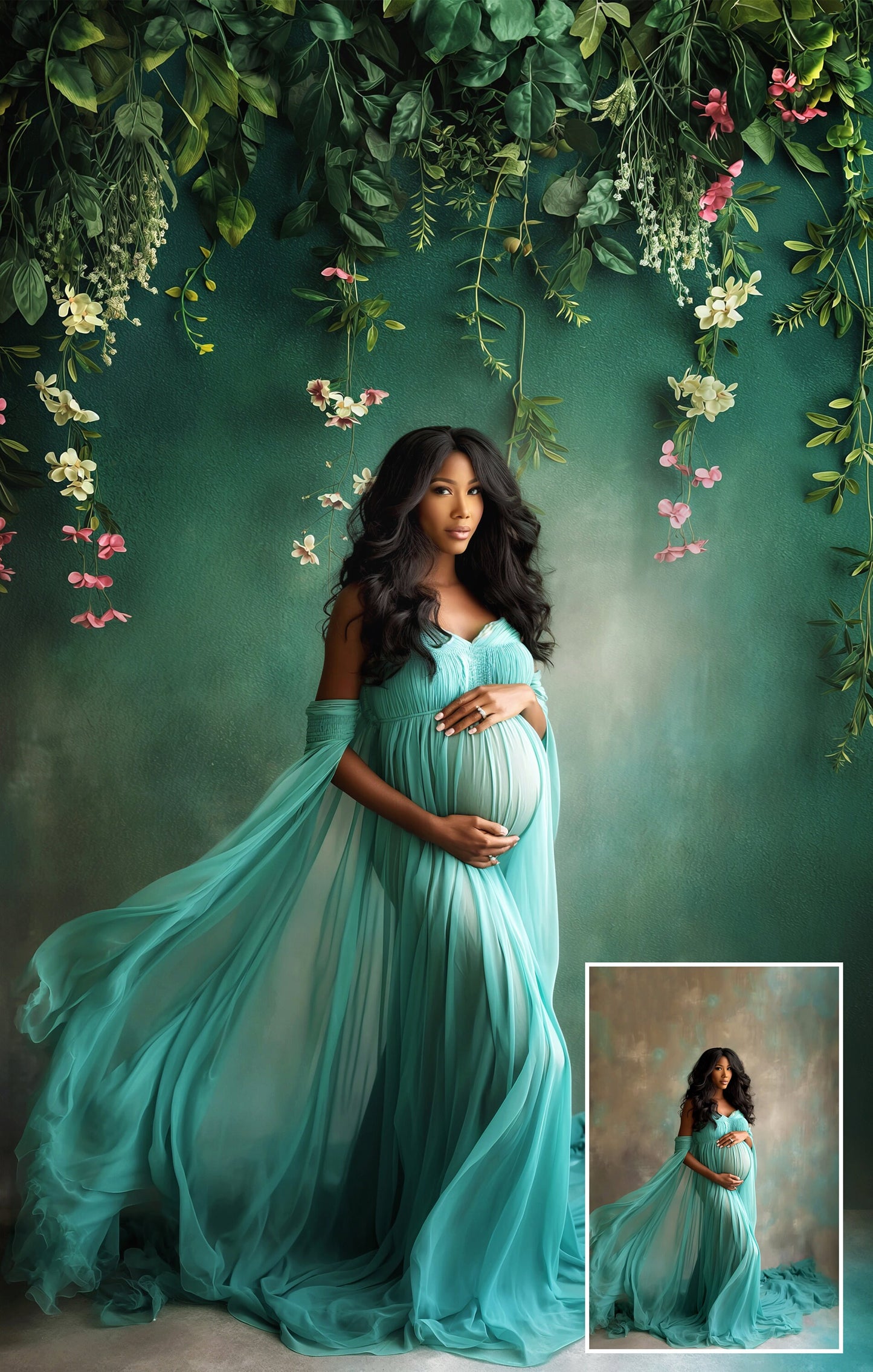 FLORAL WALL Digital Backdrops Floral Overlays Maternity Backdrop Digital Studio Backdrop for Photoshop Overlays Floral Overlays Art Newborn