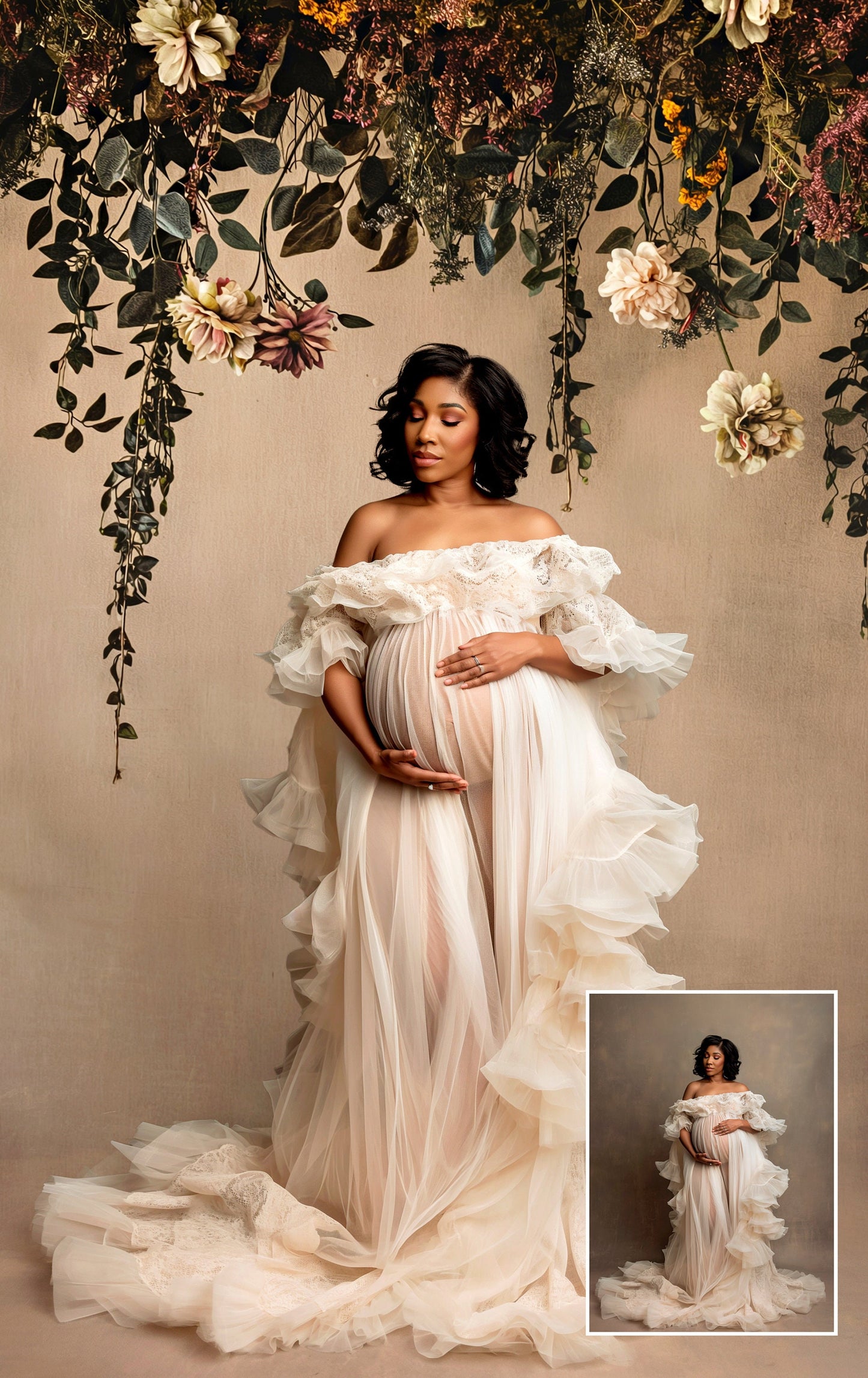 FLORAL WALL Digital Backdrops Floral Overlays Maternity Backdrop Digital Studio Backdrop for Photoshop Overlays Floral Overlays Art Newborn