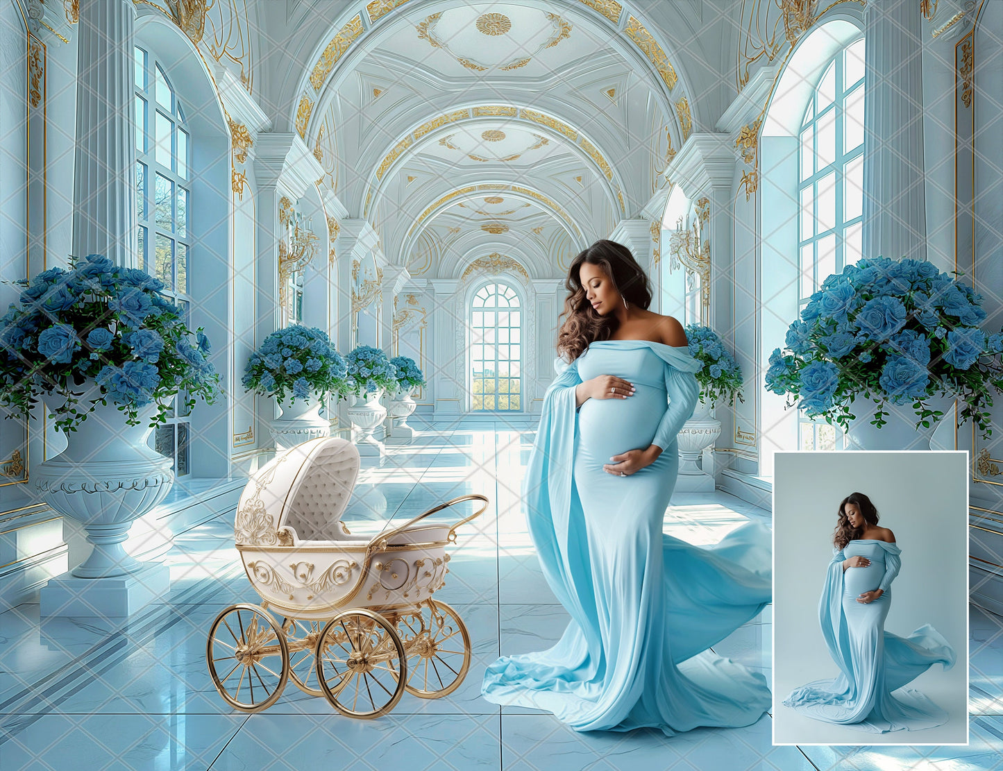 LUXURIOS HALLWAY Digital Backdrops Floral Maternity Backdrop Digital Studio Backdrop for Photoshop Overlays Art Floral Backdrops Newborn