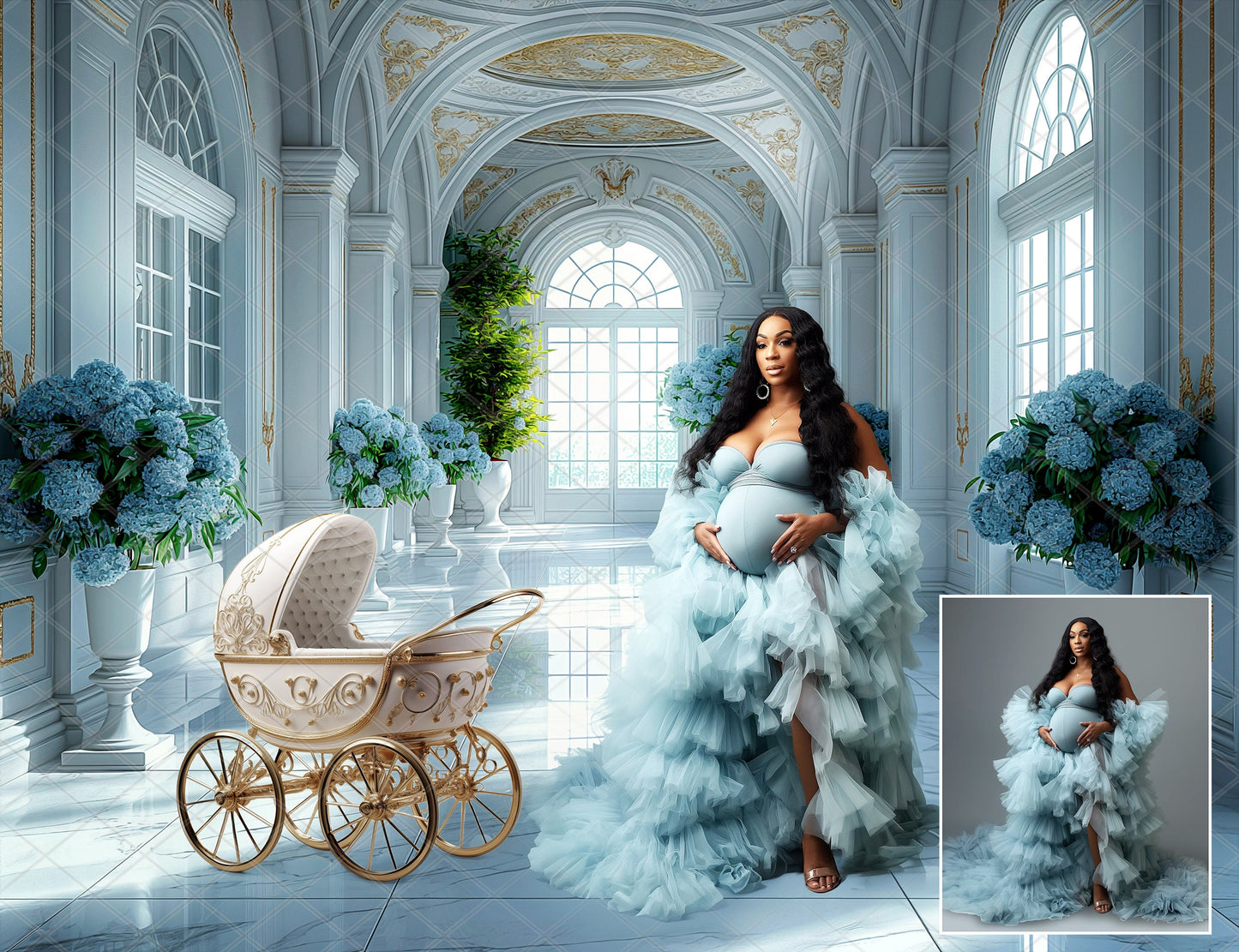 LUXURIOS HALLWAY Digital Backdrops Floral Maternity Backdrop Digital Studio Backdrop for Photoshop Overlays Art Floral Backdrops Newborn
