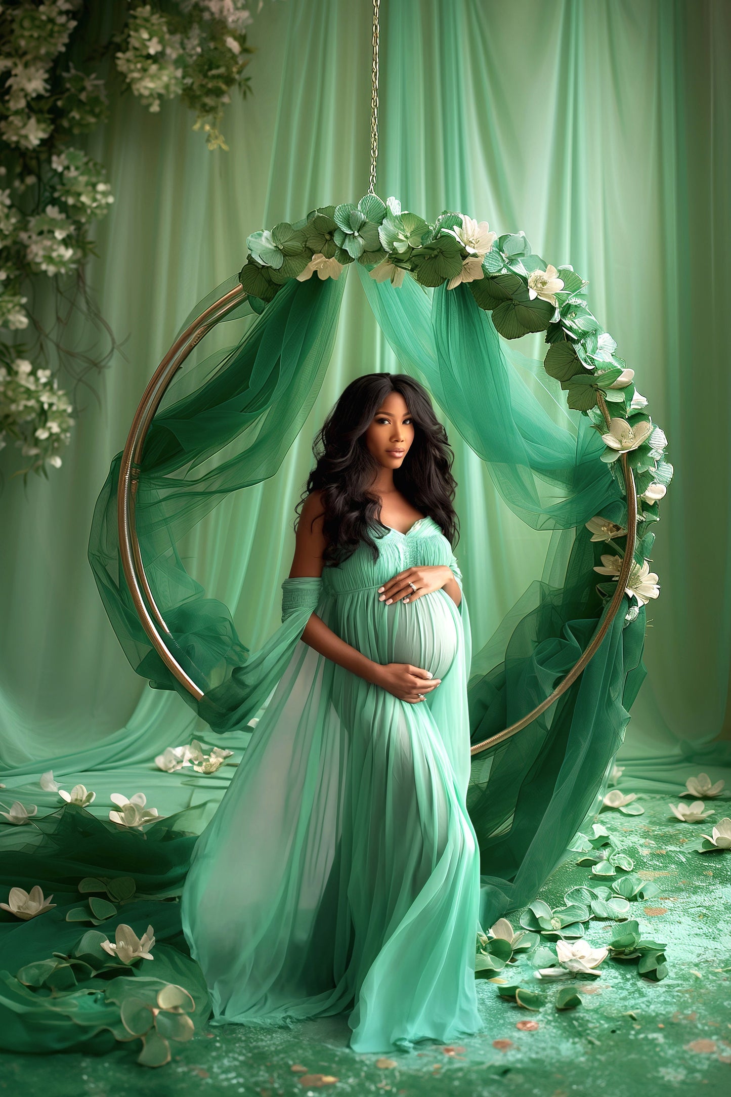 FLORAL SWING CHAIR Backdrops Digital Backdrops Overlay Maternity Backdrop Floral Overlays Fine Art Studio Backdrop Overlays Texture Floral