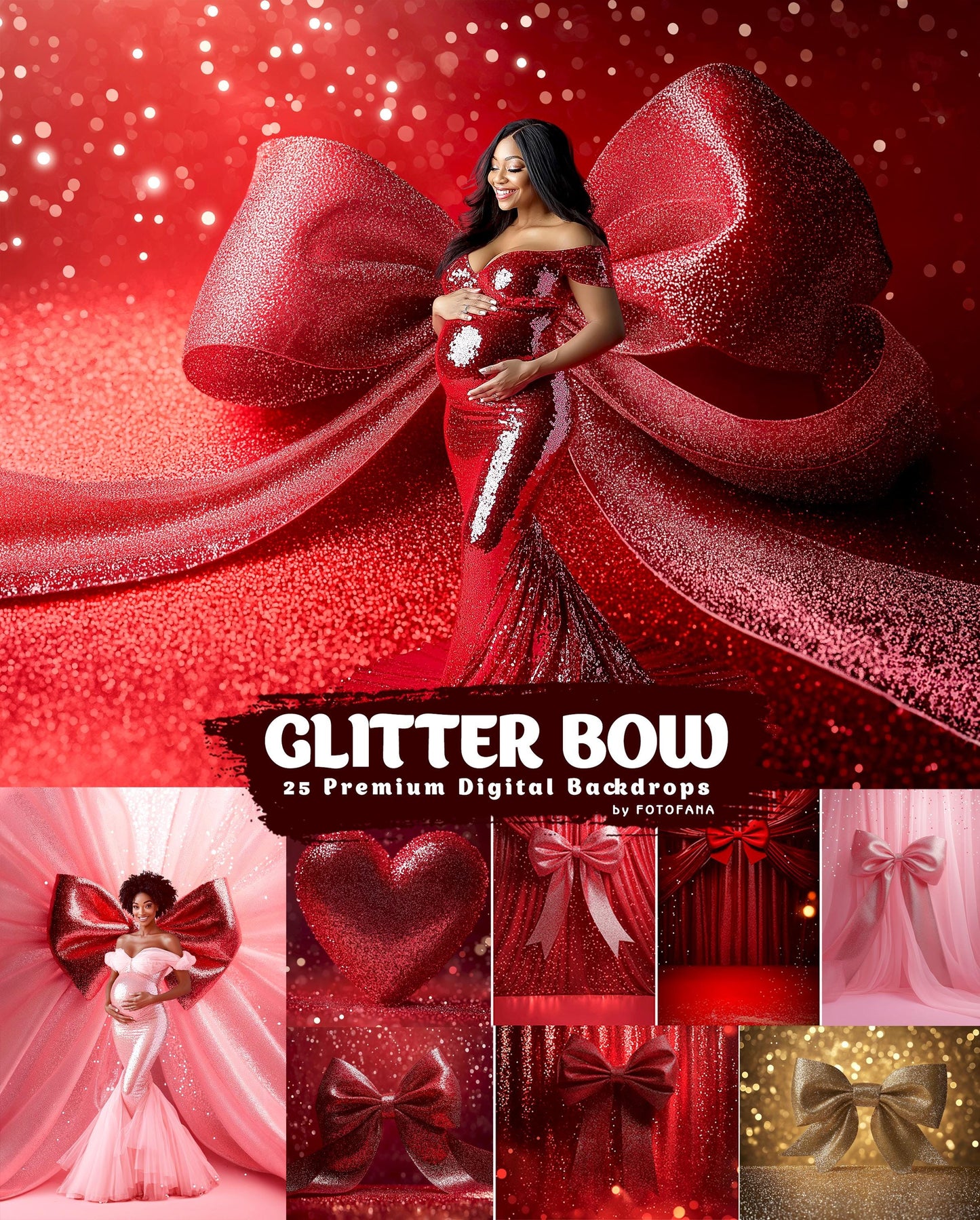 Sparkly Bows Digital Backdrops Maternity Backdrops Christmas Ribbon Digital Backgrounds Big Bow Studio Backgrounds Wedding Ribbon Backdrops