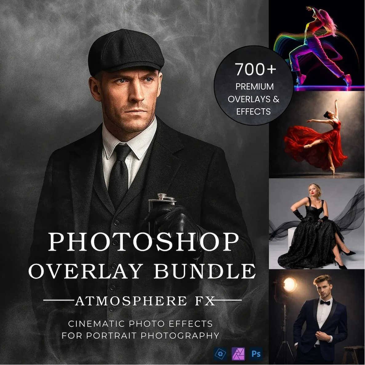 Photoshop overlay bundle for portrait photo editing workflow