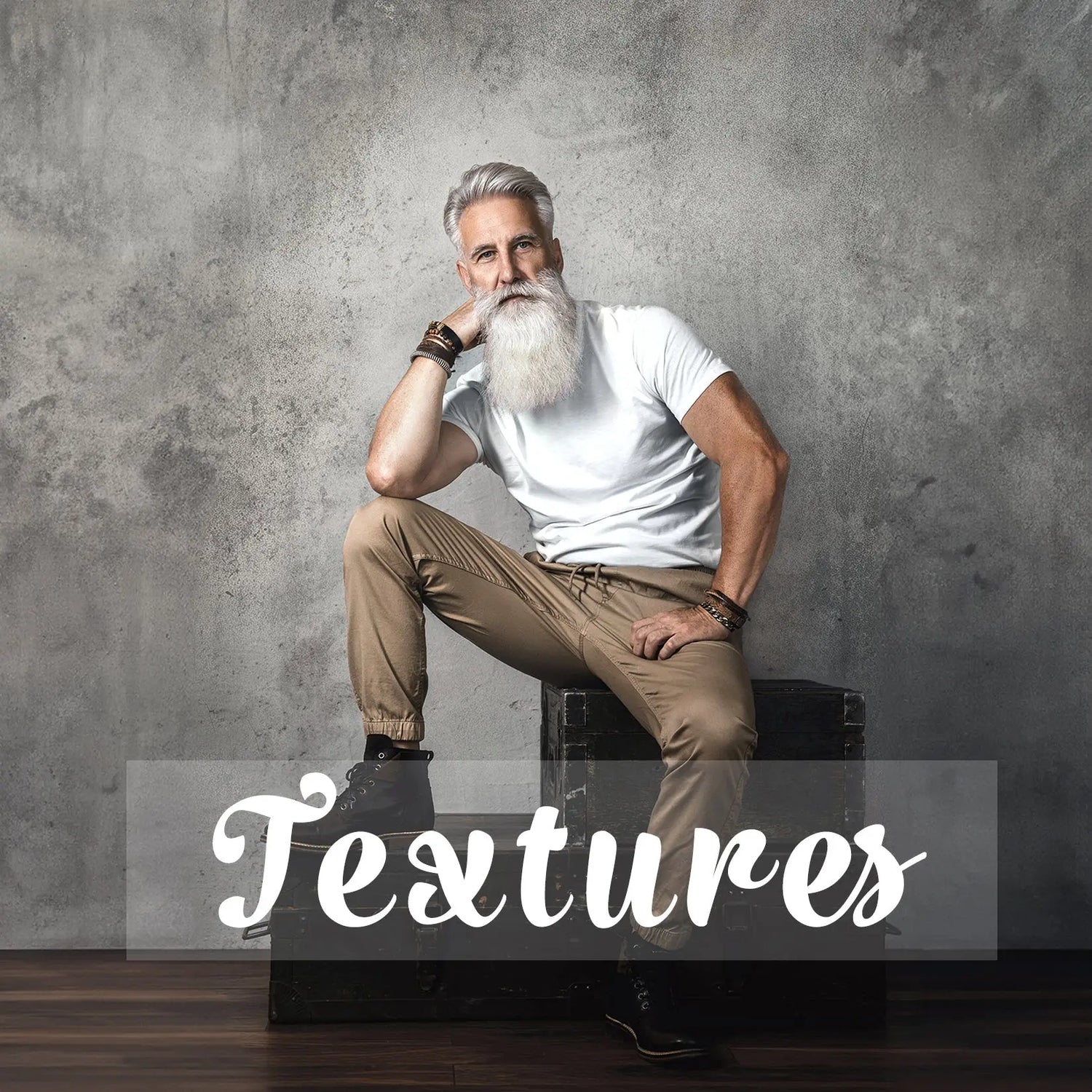Cover image for texture digital backdrops collection – portrait of man with concrete wall background for photography