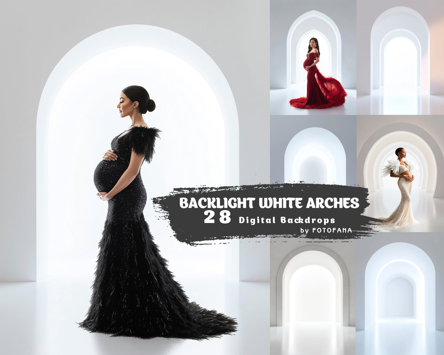 28 Backlight Arches Digital Backdrops Maternity White Backdrop Minimal Studio Backdrops Boho Overlays Textures Photoshop Overlays Maternity