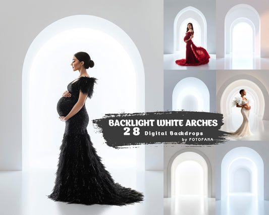 28 Backlight Arches Digital Backdrops Maternity White Backdrop Minimal Studio Backdrops Boho Overlays Textures Photoshop Overlays Maternity