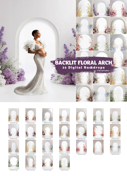 Backlit Arch Floral Digital Backdrops Maternity
