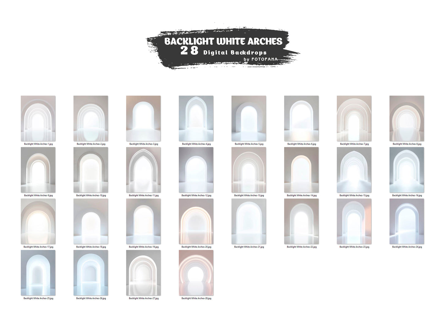 28 Backlight Arches Digital Backdrops Maternity White Backdrop Minimal Studio Backdrops Boho Overlays Textures Photoshop Overlays Maternity