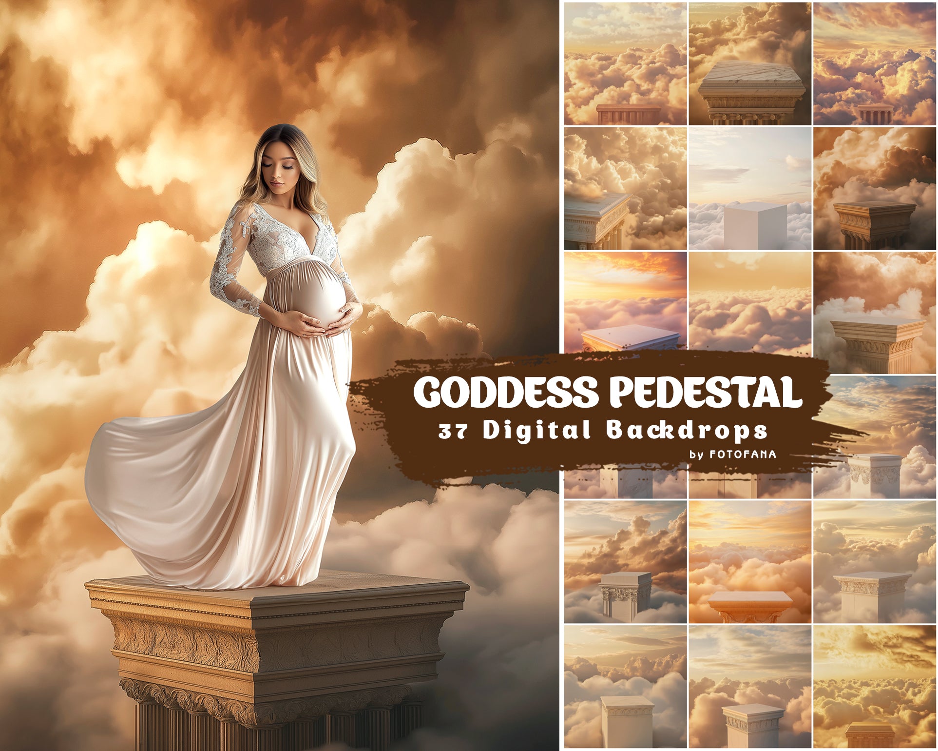 Goddess pedestal digital backdrop for maternity photography