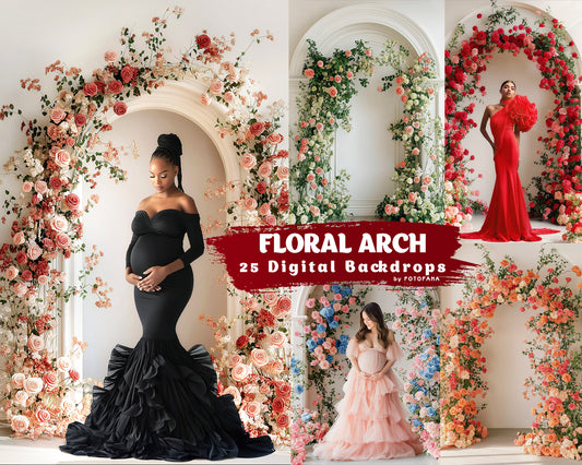 25 Floral Arch Digital Backdrops Set Overlay Maternity Backdrop Floral Overlays Art Newborn Studio Backdrop Photoshop Fine Art Backgrounds