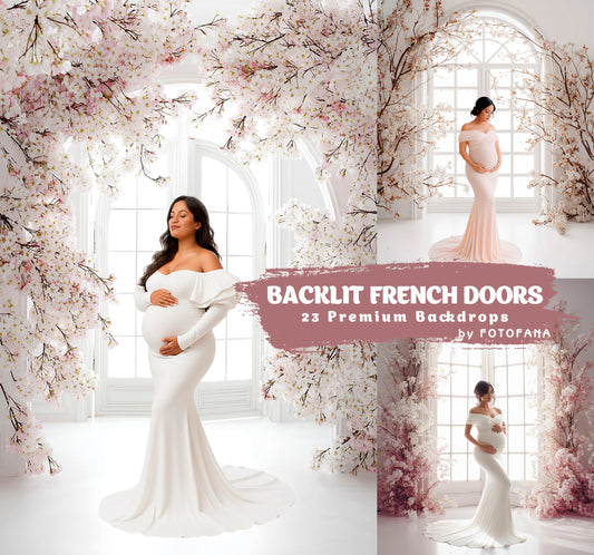 Backlit French Doors Digital Backdrops 