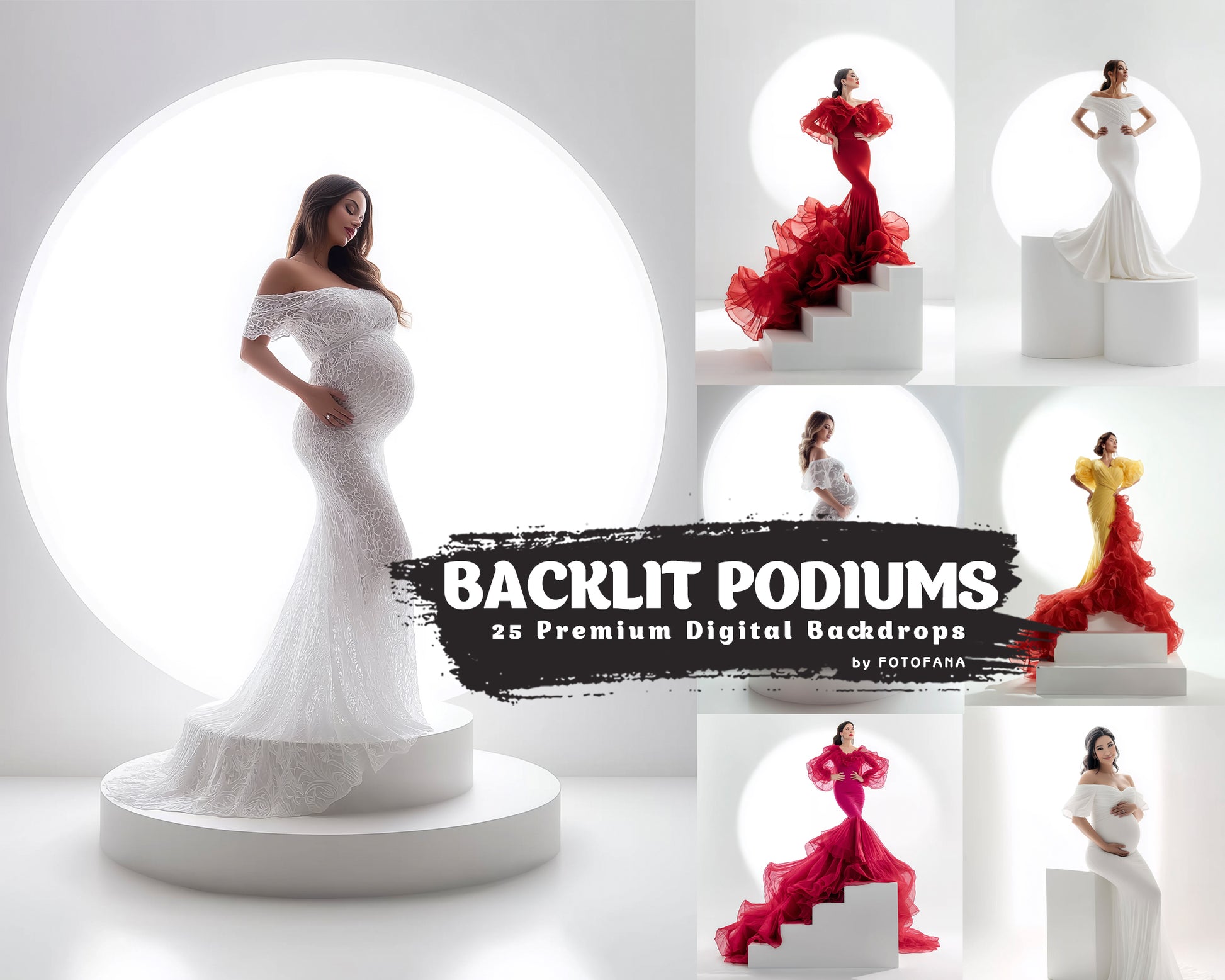 Backlit podium digital backdrop for portrait photography