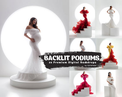 Backlit podium digital backdrop for portrait photography