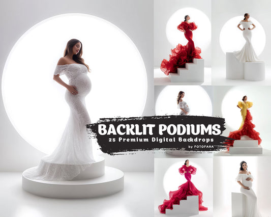 Backlit podium digital backdrop for portrait photography