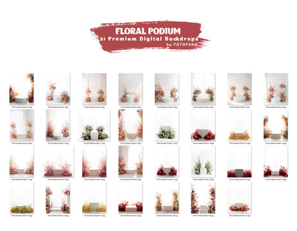 White floral stage backdrop for Photoshop