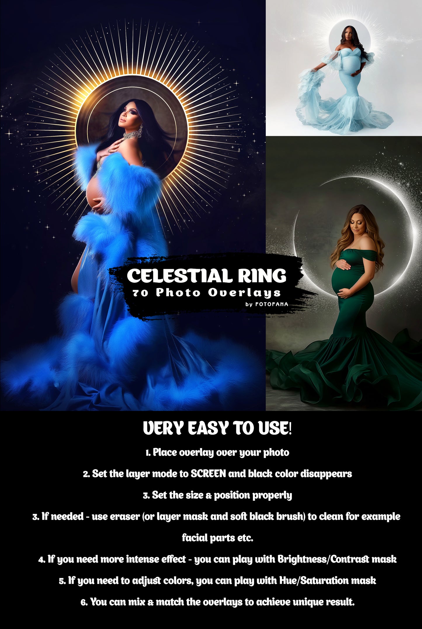 70 Celestial Ring Overlays Gold light Modern ring Overlays Maternity overlays Circle Maternity Bokeh overlay Ring Shine effects Photoshop