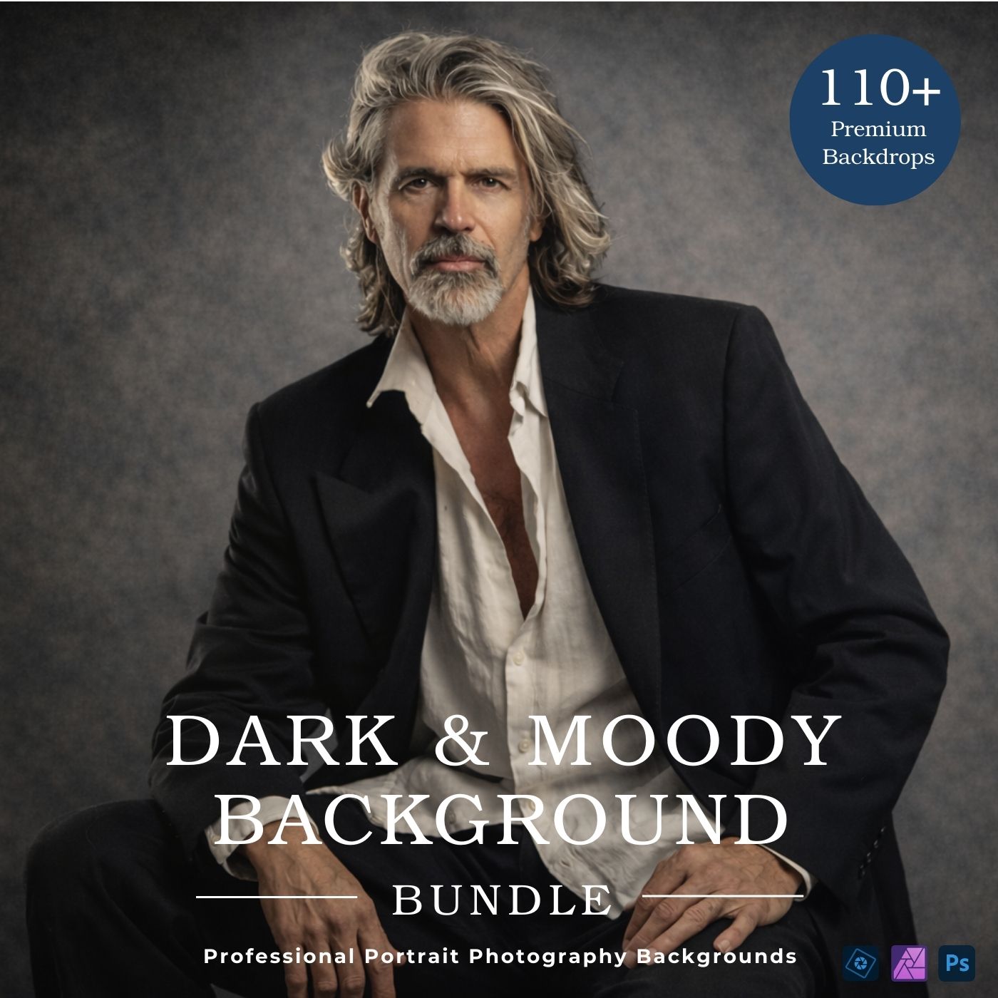 Dark and moody photo backgrounds bundle for cinematic portrait editing