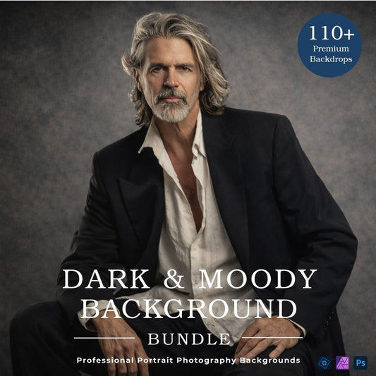 Dark and moody photo backgrounds bundle for cinematic portrait editing