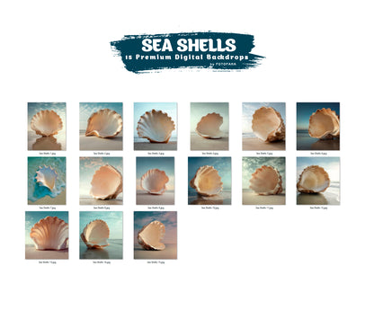Maternity portrait with flowing white dress in front of seashell – fine art digital backdrop for photography editing.