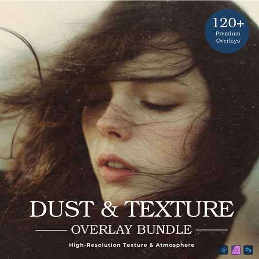 Dust and texture overlays for portrait photo editing with realistic grit