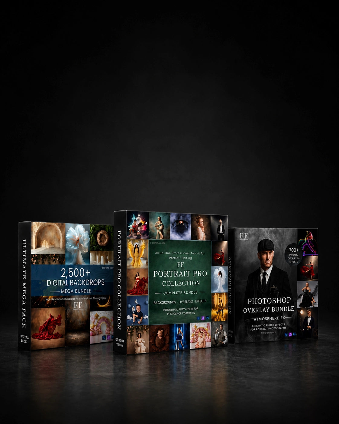 Digital photo backdrop, Portrait Pro and Photoshop overlay bundles for portrait photographers
