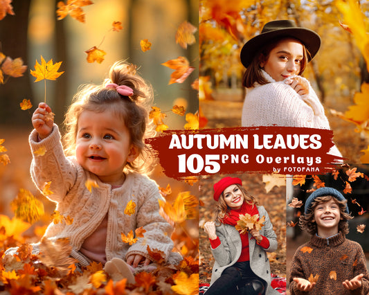 105 Autumn Leaves PNG Overlays for Photoshop Digital Backdrop Fall Digital Backdrop Painted Digital Background Falling leaves Texture Autumn