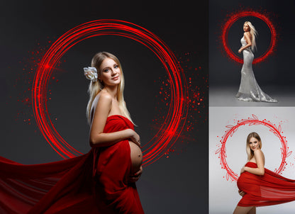 20 Red Circle Overlays Maternity Ring, Halo Maternity Frame, maternity rings, ring circles, ring effect Digital Backdrop PNG Maternity Halo