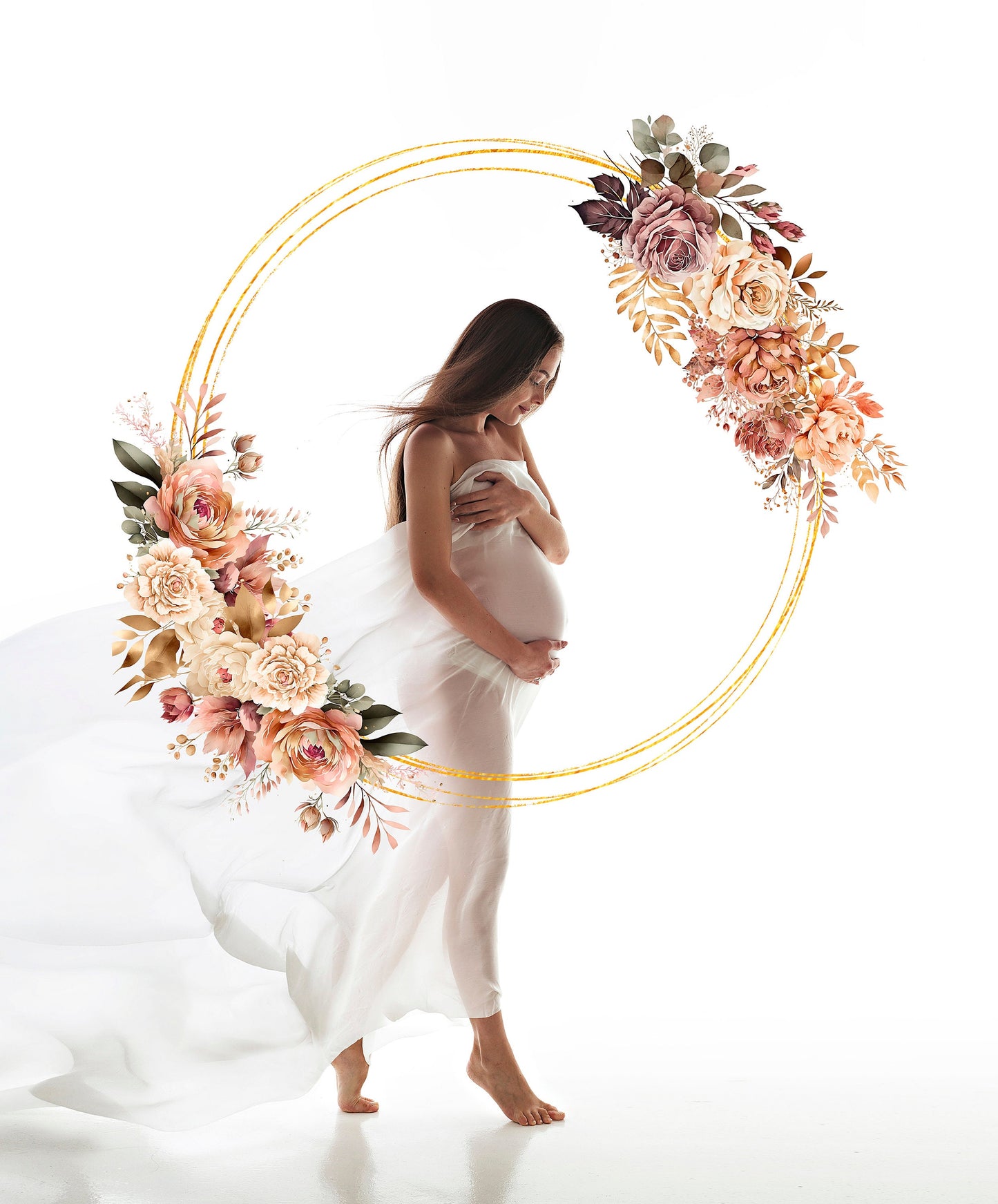 Floral Halo Maternity Rings Digital Overlays Maternity Backdrops Studio Backgraunds Photoshop Maternity Fine Art Textures Photoshop PNG