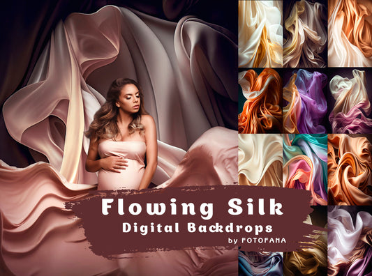 Flowing Silk Digital Backdrop Overlays Mother's Day Digital Backdrops Photoshop Maternity Digital Backdrop Overlays Silk Fabric Backdrops