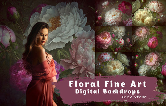 9 Fine Art Floral Digital Backdrops, Maternity Backdrop Overlays, Photography Digital Background Overlays, Maternity Textures Overlays