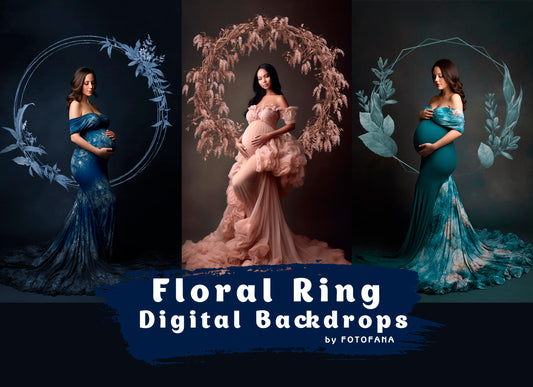 15 Flower Foliage Ring Overlays Floral Circle Halo Overlays Maternity Backdrop Overlays Studio Backdrops Fine Art Textures Digital Backdrop