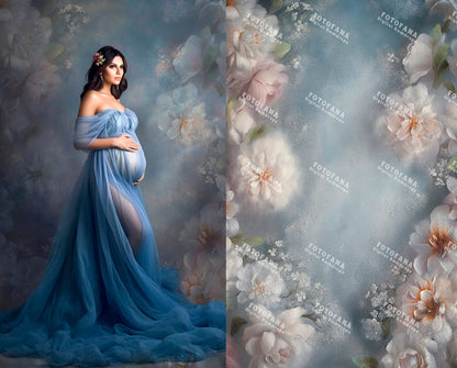 Tones Of Blue Floral Fine Art Floral Digital Backdrops Maternity Backdrop Overlay Photography Digital Background Overlays Photoshop Textures