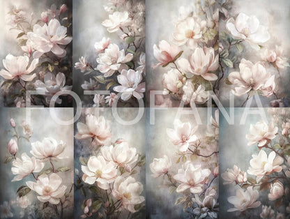 Floral Digital Backdrop Magnolias Fine Art Floral Digital Background Maternity Backdrop Overlays Photoshop Texture Studio Backgrop Digital