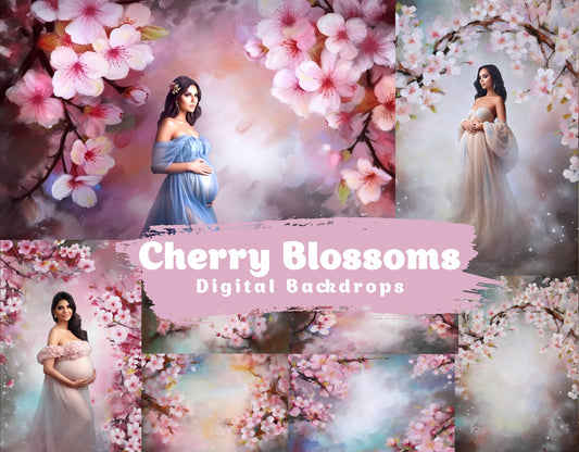 Cherry Blossoms floral Fine Art Digital Backdrops Maternity Backdrop Overlays Photography Digital Background Overlays Photoshop Textures jpg