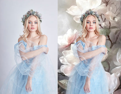 Floral Digital Backdrop Magnolias Fine Art Floral Digital Background Maternity Backdrop Overlays Photoshop Texture Studio Backgrop Digital