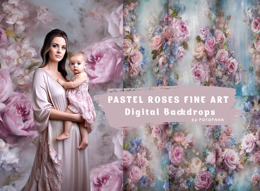 Pastel Roses Floral Fine Art Digital Backdrop Maternity Backdrop Overlays Photography Digital Background Maternity Overlay Photoshop Texture