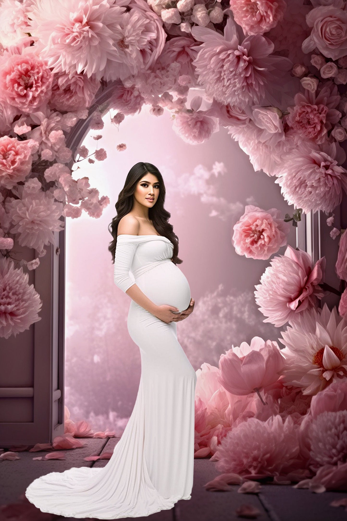 Floral Arch Digital Backdrops Flower Maternity Backdrop Overlays Studio Backdrop Overlays Fine Art Textures Pink Flower Photoshop Overlays