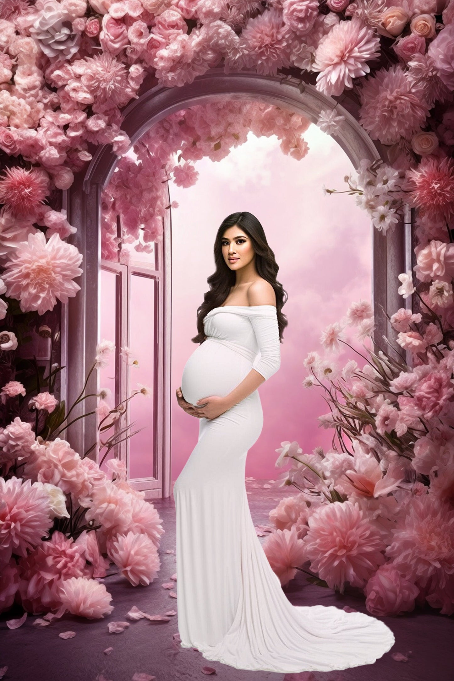 Floral Arch Digital Backdrops Flower Maternity Backdrop Overlays Studio Backdrop Overlays Fine Art Textures Pink Flower Photoshop Overlays