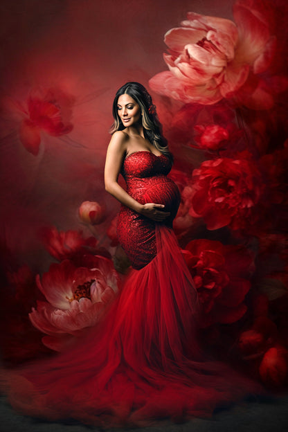 Red Floral Fine Art Textures Flower Digital Background Photoshop Overlays Photo Texture Photo Overlay Maternity Backdrop Photoshop Overlays