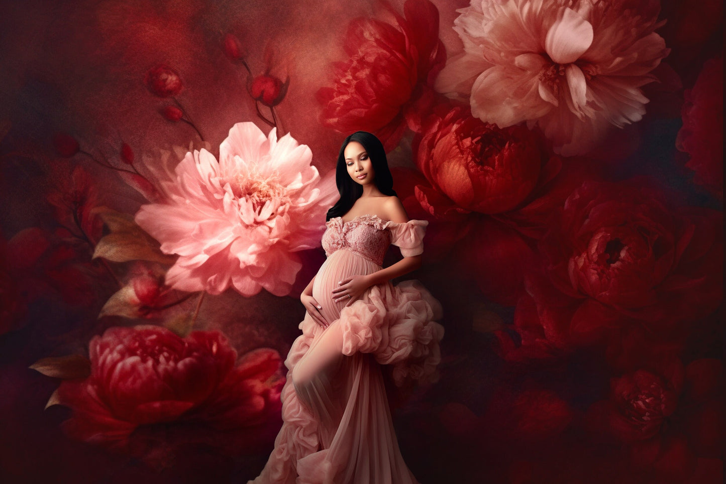 Red Floral Fine Art Textures Flower Digital Background Photoshop Overlays Photo Texture Photo Overlay Maternity Backdrop Photoshop Overlays