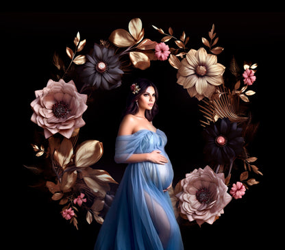 Digital Backdrop Floral Halo Background Maternity Ring Digital Backdrop Maternity Backdrop Studio Backdrop Fine Art Textures Photoshop JPG