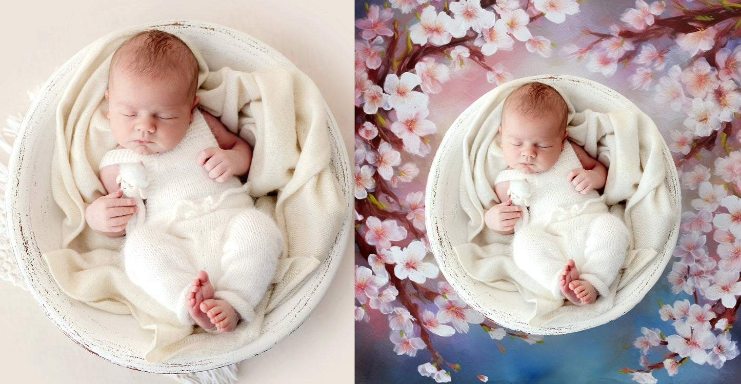 Digital Backdrop Cherry Blossoms Fine Art Textures Newborn Digital Backdrop Overlays Floral Textures Maternity Digital Background Newborn