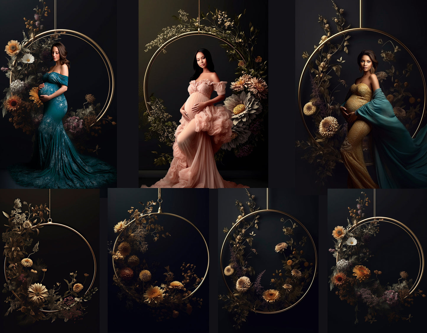 Floral Halo Maternity Hanging Rings Digital Backdrops Maternity Backdrops Studio Backdrop Photoshop Maternity Fine Art Textures Photoshop