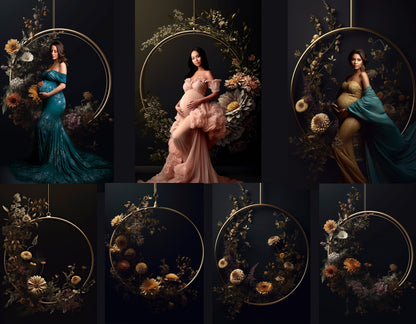 Floral Halo Maternity Hanging Rings Digital Backdrops Maternity Backdrops Studio Backdrop Photoshop Maternity Fine Art Textures Photoshop