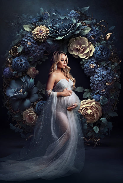 14 Floral Ring Digital Backdrops Maternity Floral Hoop Digital Backdrop Overlay Maternity Digital Backdrops for Photoshop Floral Halo