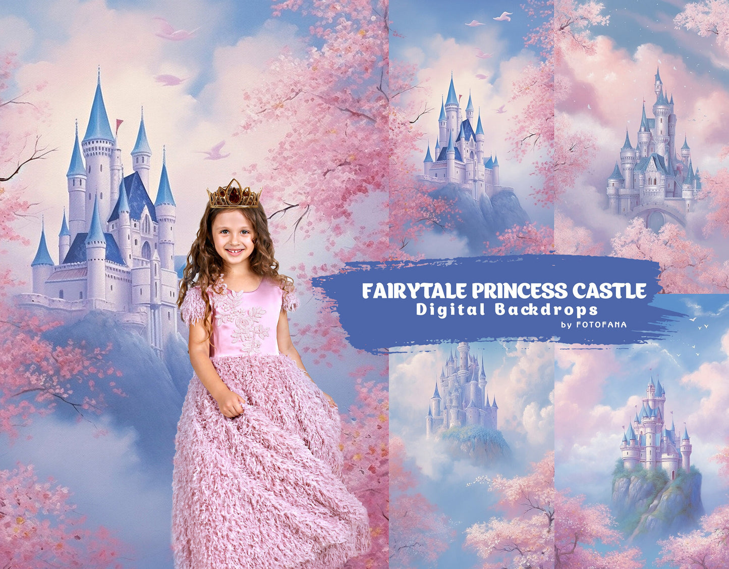 Fairytale Castle Princess Castle Digital Backdrop Download Magical Princess Birthday Magic Castle Fine Art Texture Photography Backdrop jpg