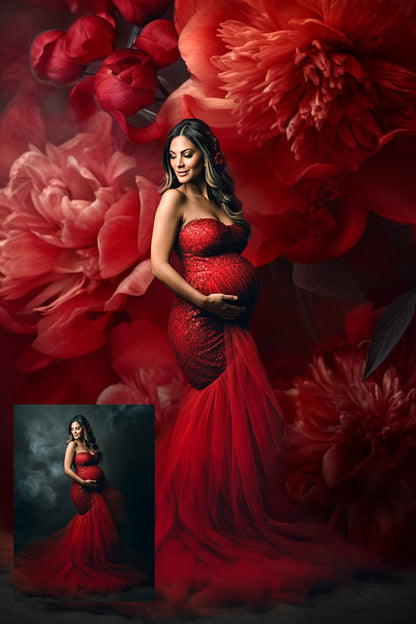 Red Floral Fine Art Textures Flower Digital Background Photoshop Overlays Photo Texture Photo Overlay Maternity Backdrop Photoshop Overlays