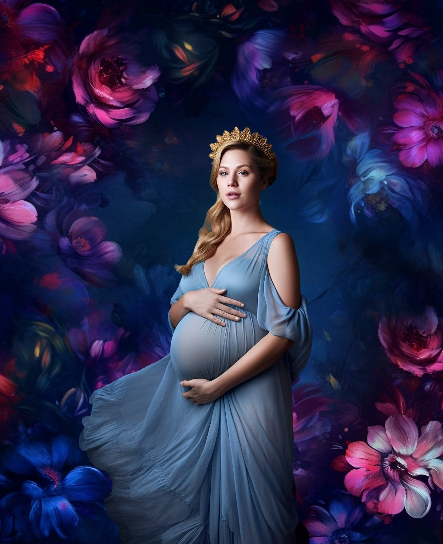 Midnight Blue Floral Fine Art Floral Digital Backdrops Maternity Backdrop Overlay Photography Digital Background Overlays Photoshop Textures