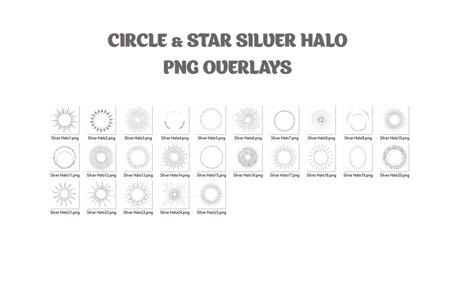 Circle & Star SILVER Halo Background Overlay Halo Scrapbooking Clipart Photoshop Maternity Digital Backdrop Studio Ring Overlay PNG Overlays